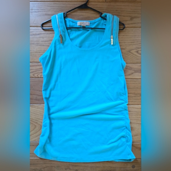 Michael Kors Blue Sleeveless Top with Zipper Detail - Picture 1 of 4